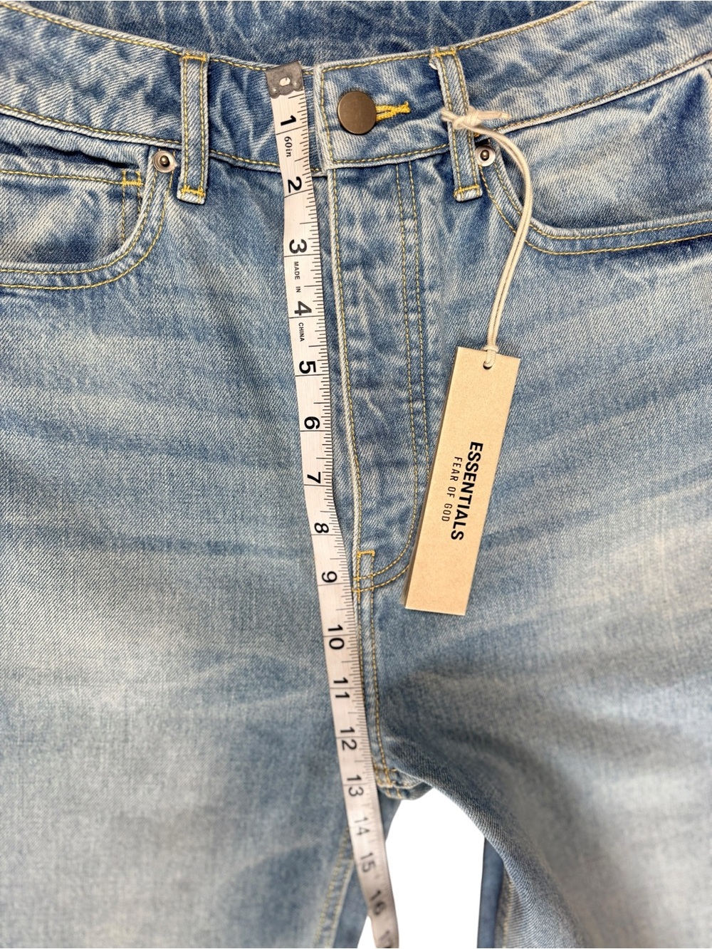 NWT Fear of God ESSENTIALS Straight Leg Jeans Classic Blue Size 26 - Picture 11 of 13